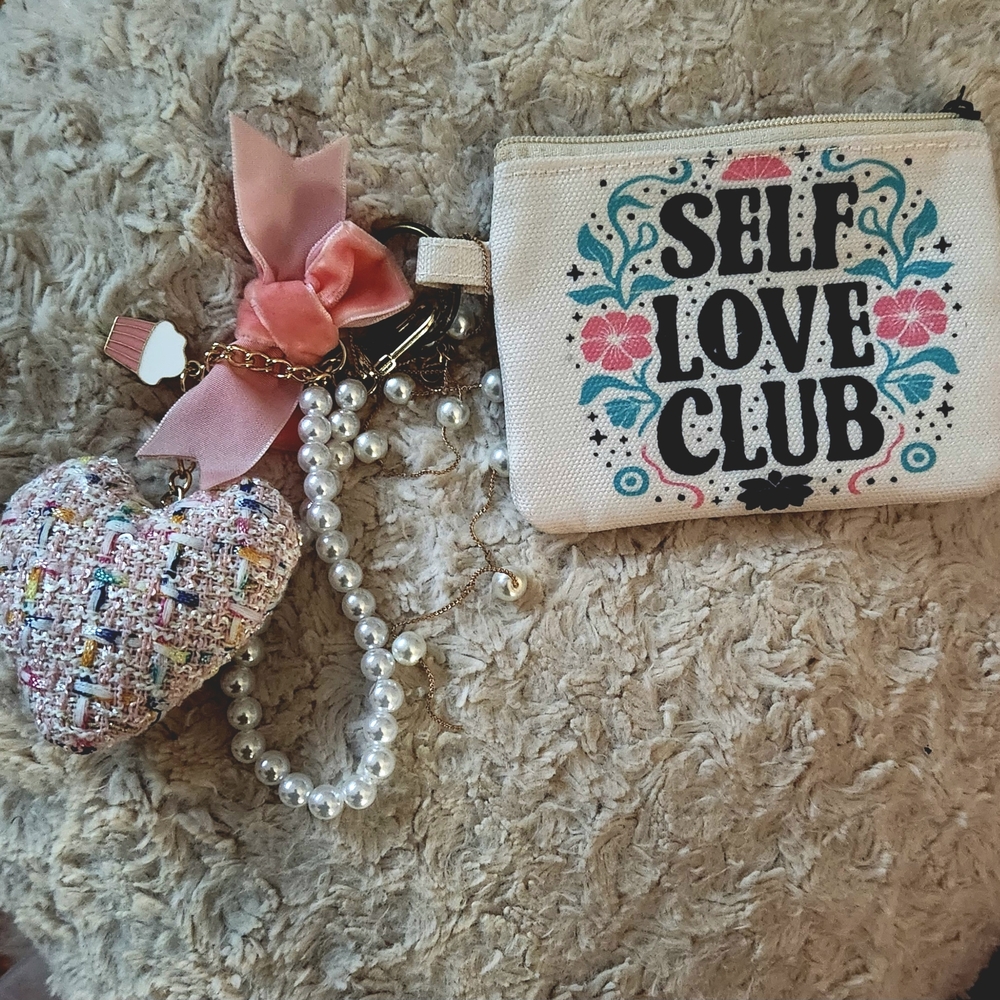 Self Love Club Pouch with Heart Keychain